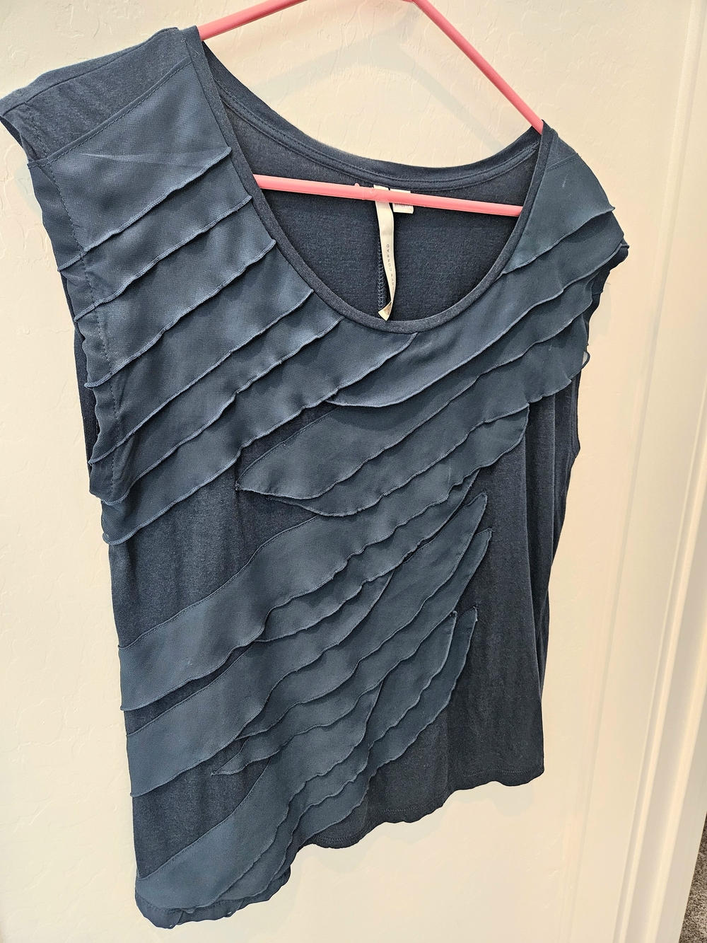 LC Lauren Conrad Navy Layered Ruffle Sleevless Shirt